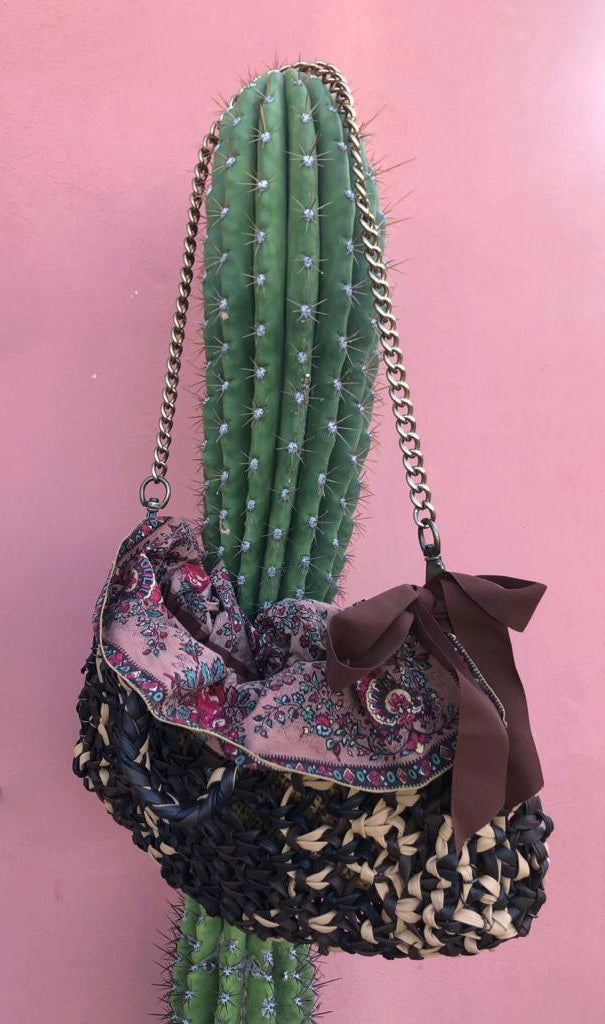 Woven leather bag