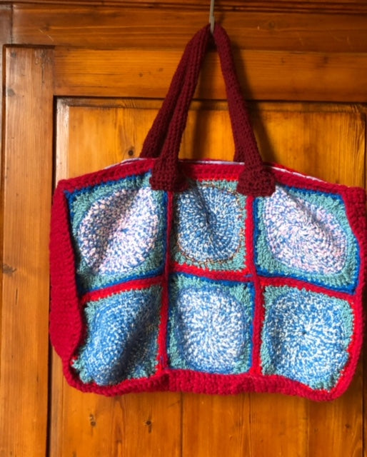 Red wool tote bag
