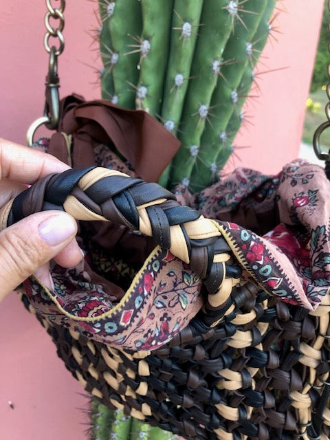 Woven leather bag