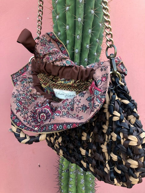 Woven leather bag