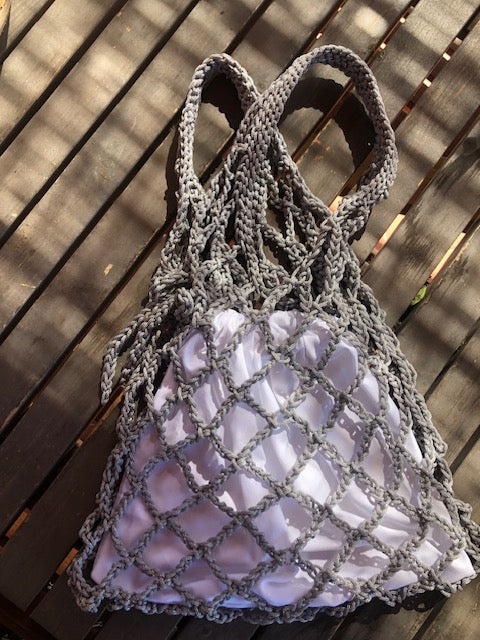 Silver grey mesh bag