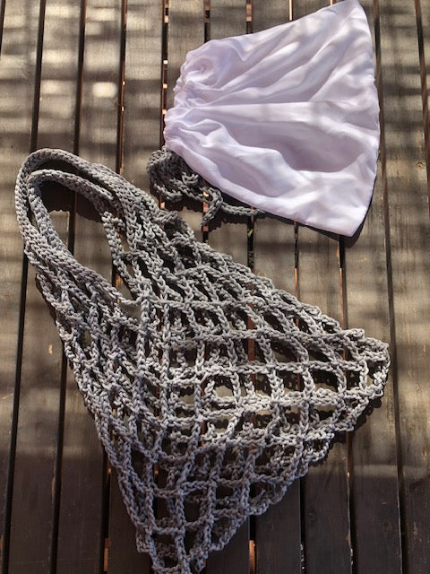 Silver grey mesh bag