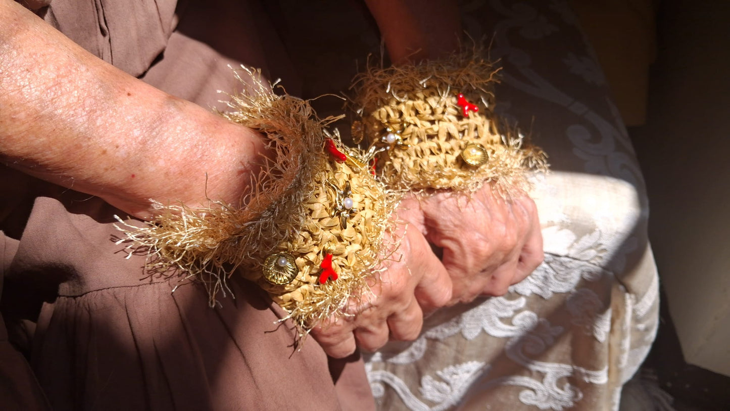 Beige Raffia Bracelet - One-of-a-Kind