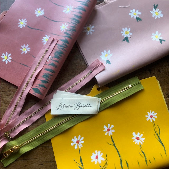 Little hand painted leather crossbody bag