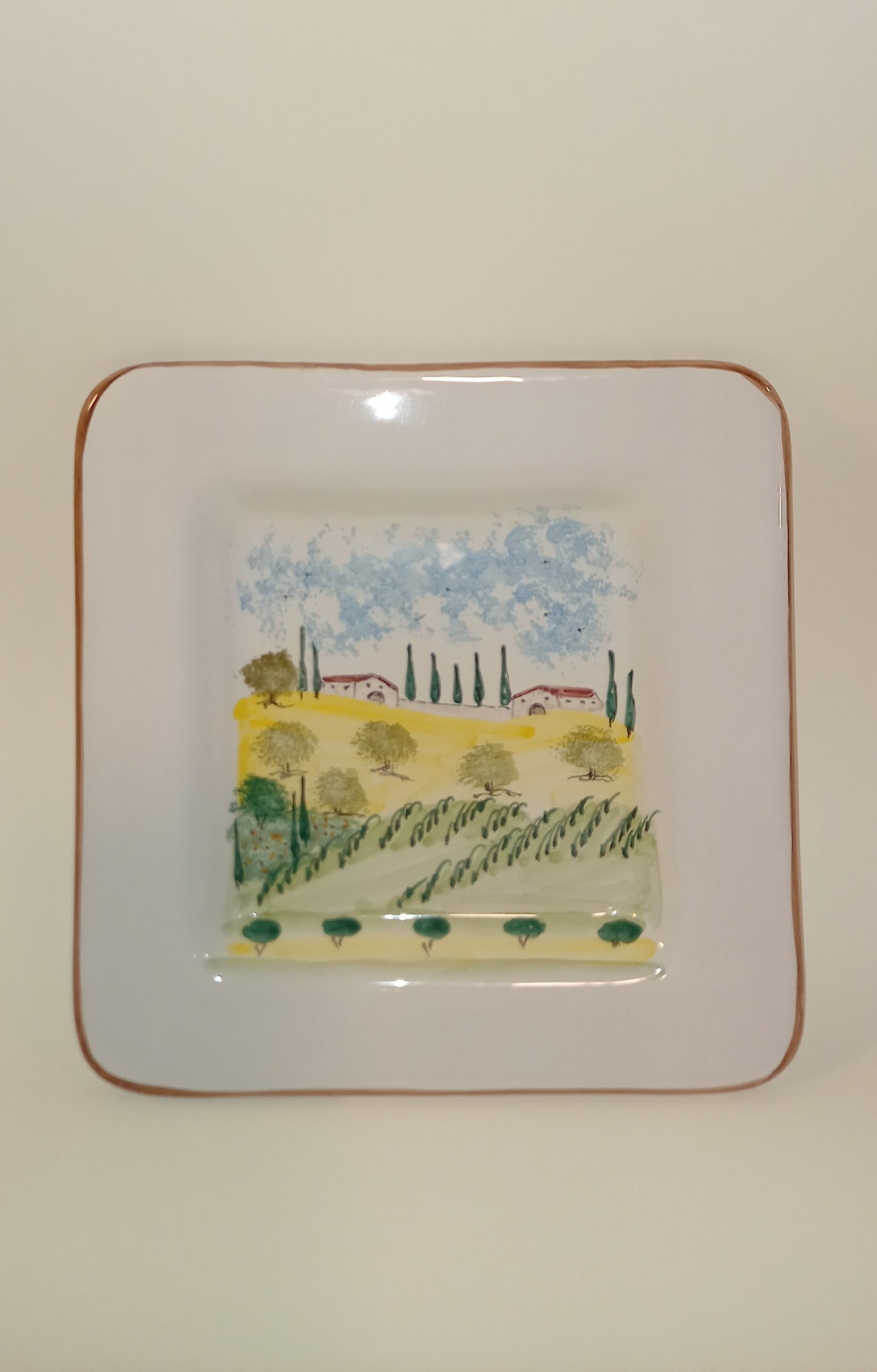 Square plate - Tuscany decoration