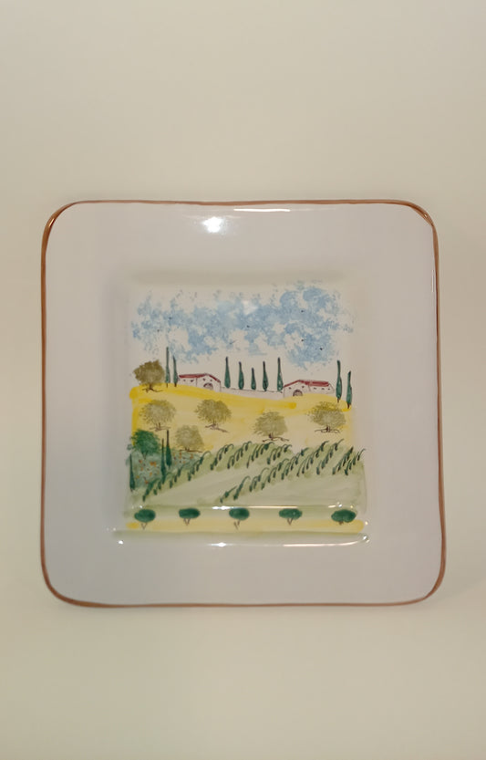 Square plate - Tuscany decoration
