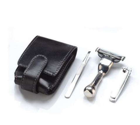 Man's Accessories: Travel kit with trim, razor, tweezers and Travel budger brush