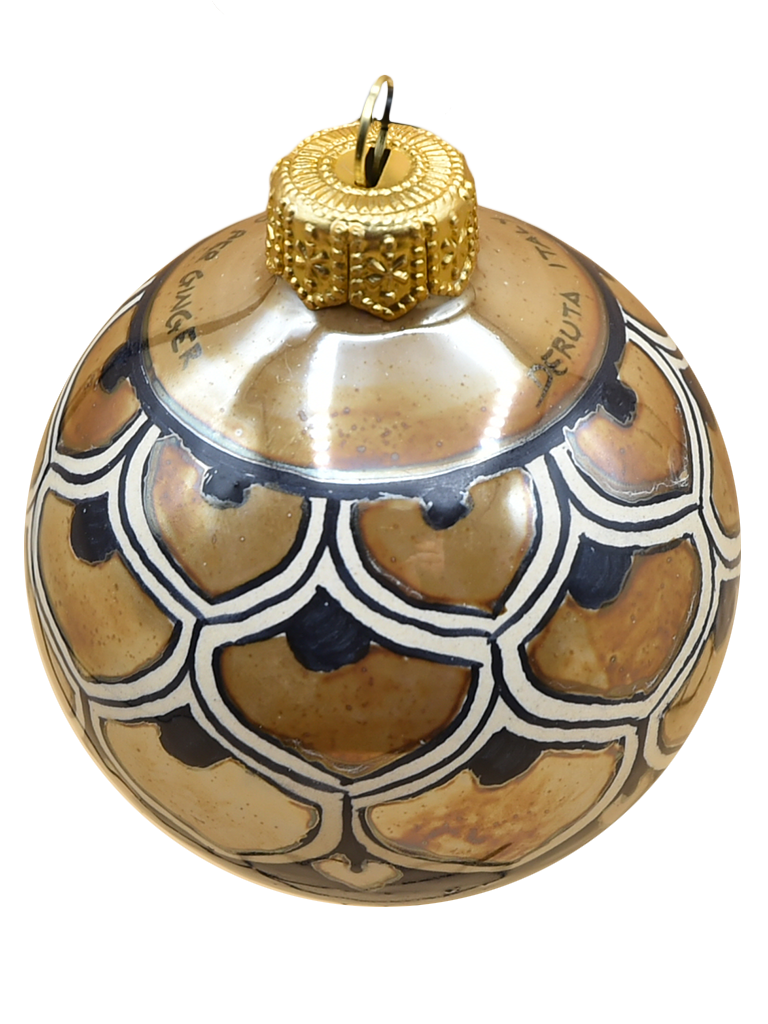 Hand painted Deruta Ceramic Christmas Ball - LUSTRO FEATHER - 60 mm