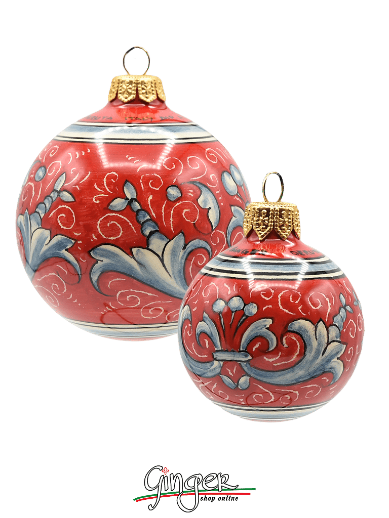 Deruta Ceramic Christmas Ball - RICH RED - 80 mm