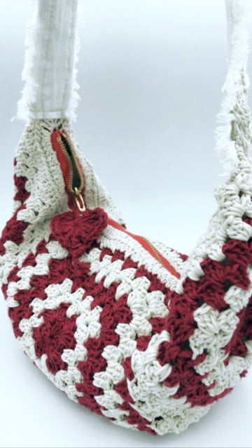 Red crochet bumbag