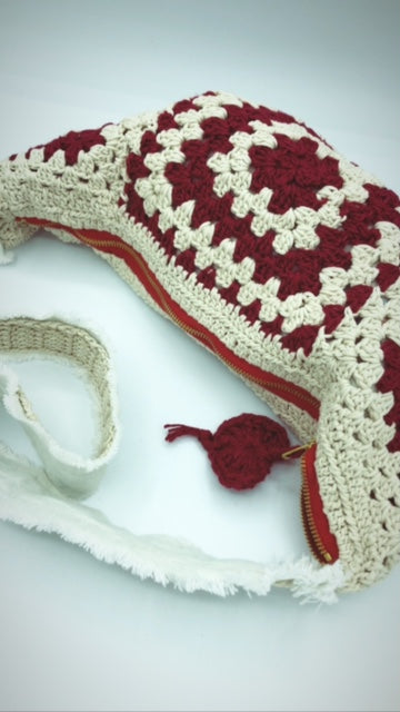 Red crochet bumbag