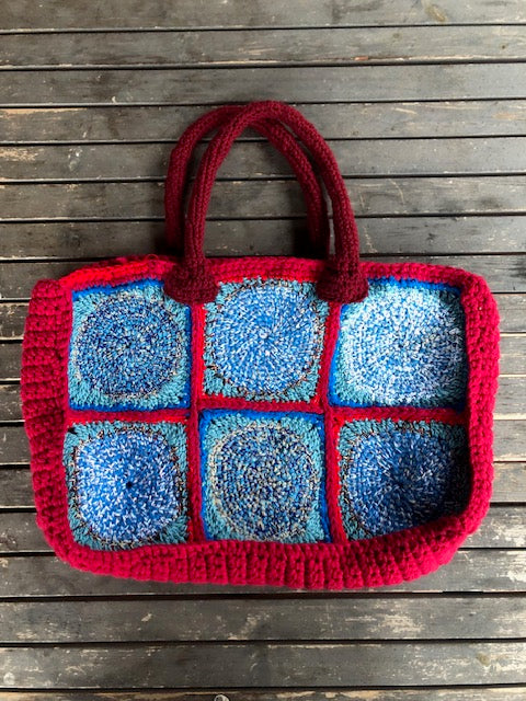 Red wool tote bag