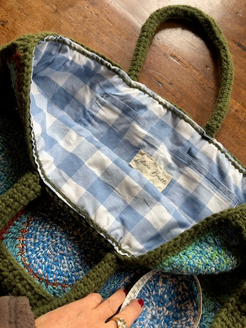 Green wool tote bag