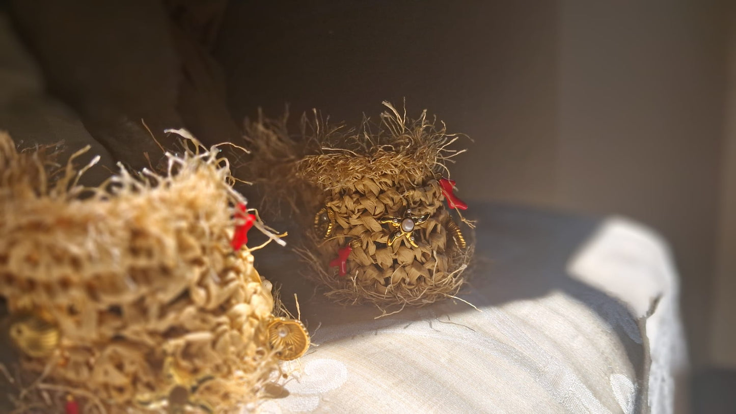 Beige Raffia Bracelet - One-of-a-Kind