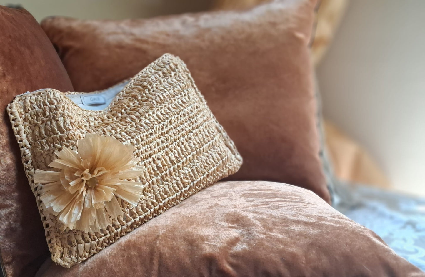 Beige Raffia Envelope Bag - One-of-a-Kind