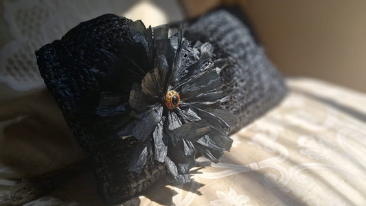 Black Raffia Envelope Bag - One-of-a-Kind
