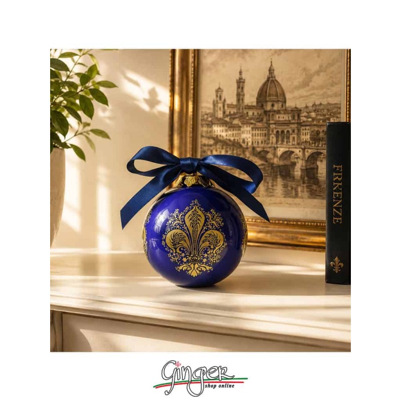 Deruta Ceramic 80 mm (3.15 in) - Florence Lily Gold - Blue - Terra d'Italia Collection