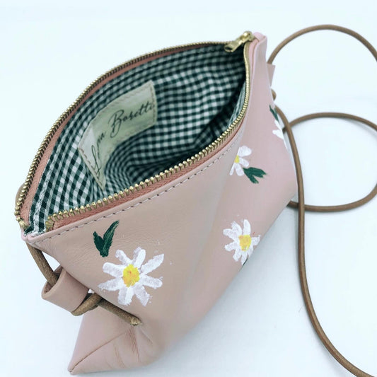 Little hand painted leather crossbody bag