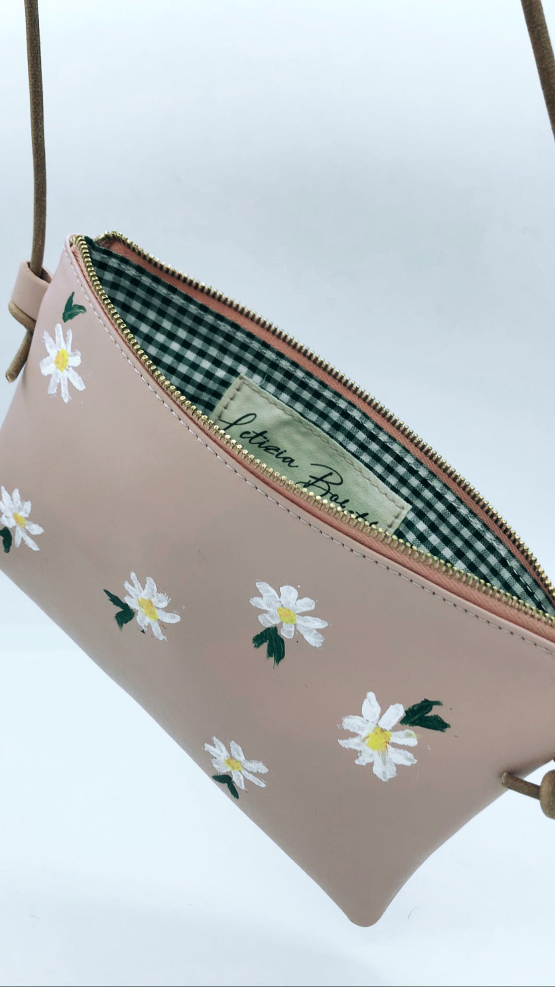 Little hand painted leather crossbody bag