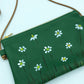 Green leather hand painted crossbody bag