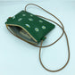 Green leather hand painted crossbody bag