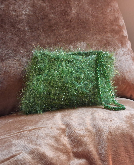 Mini Clutch with Green Rhinestone Handle - One-of-a-Kind