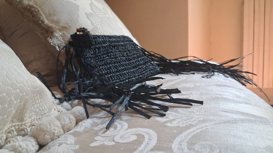 Black Fringed Clutch - One-of-a-Kind