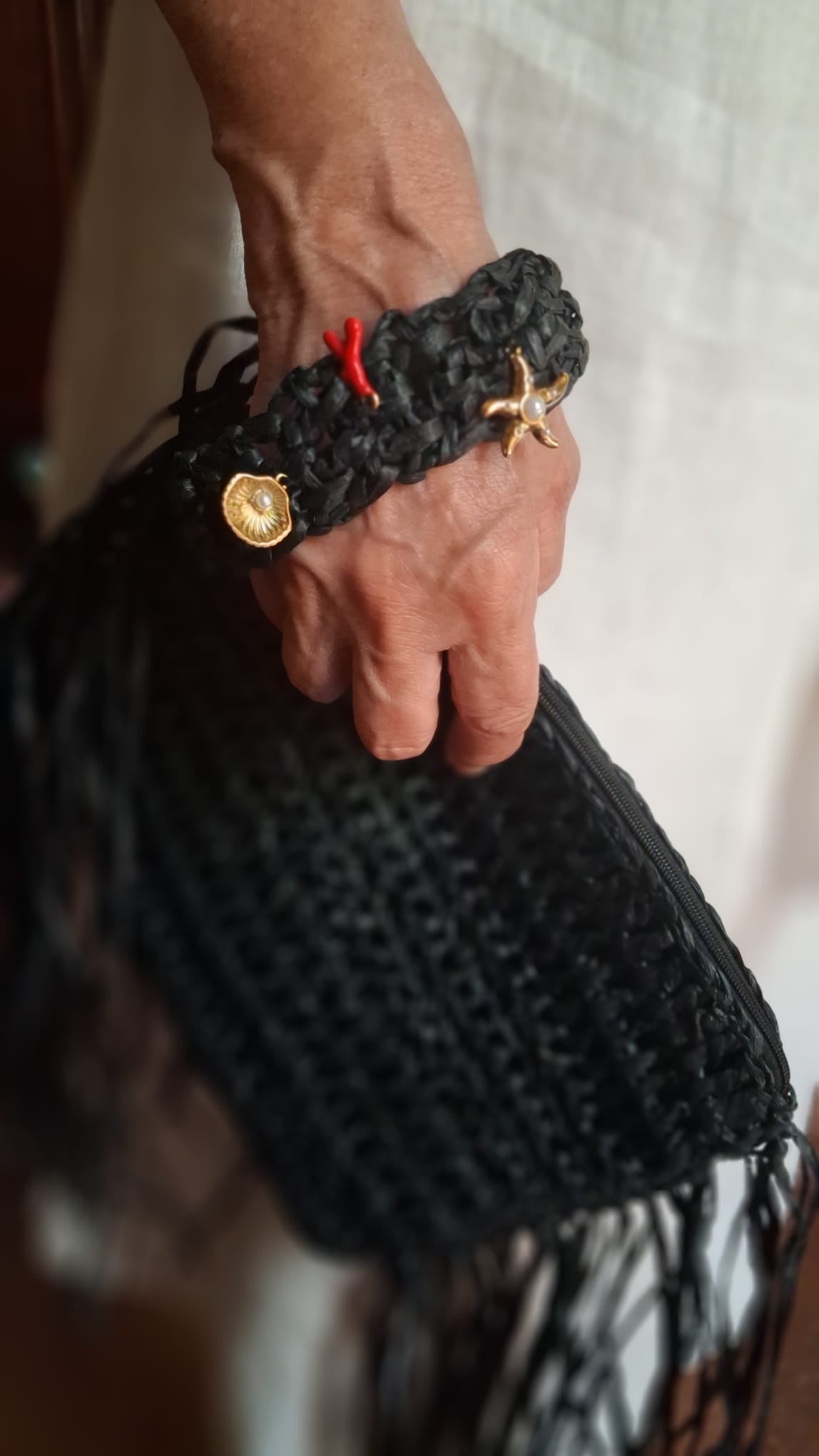 Black Fringed Clutch - One-of-a-Kind