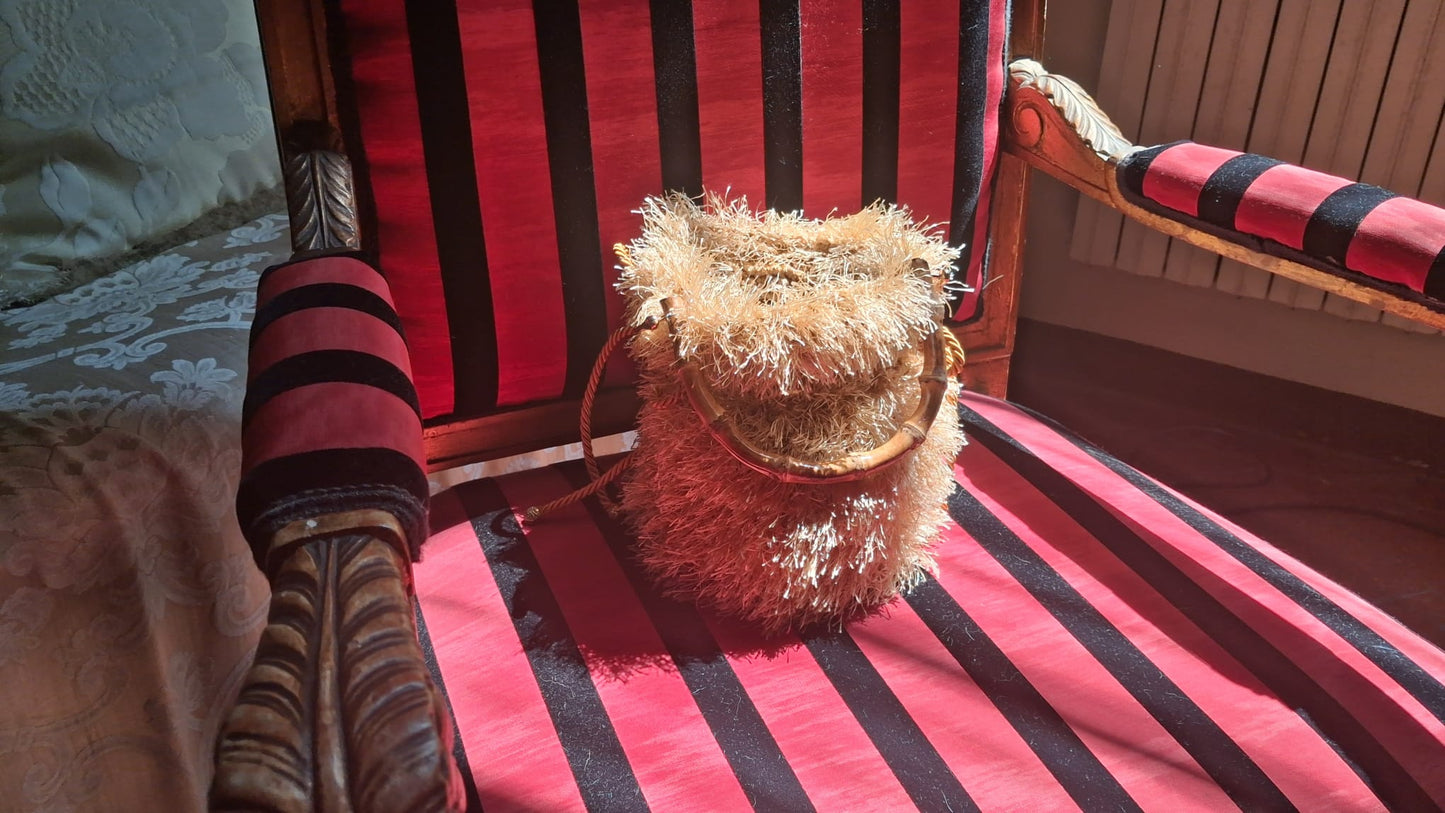 Gold Bamboo-Handled Bucket Bag - One-of-a-Kind