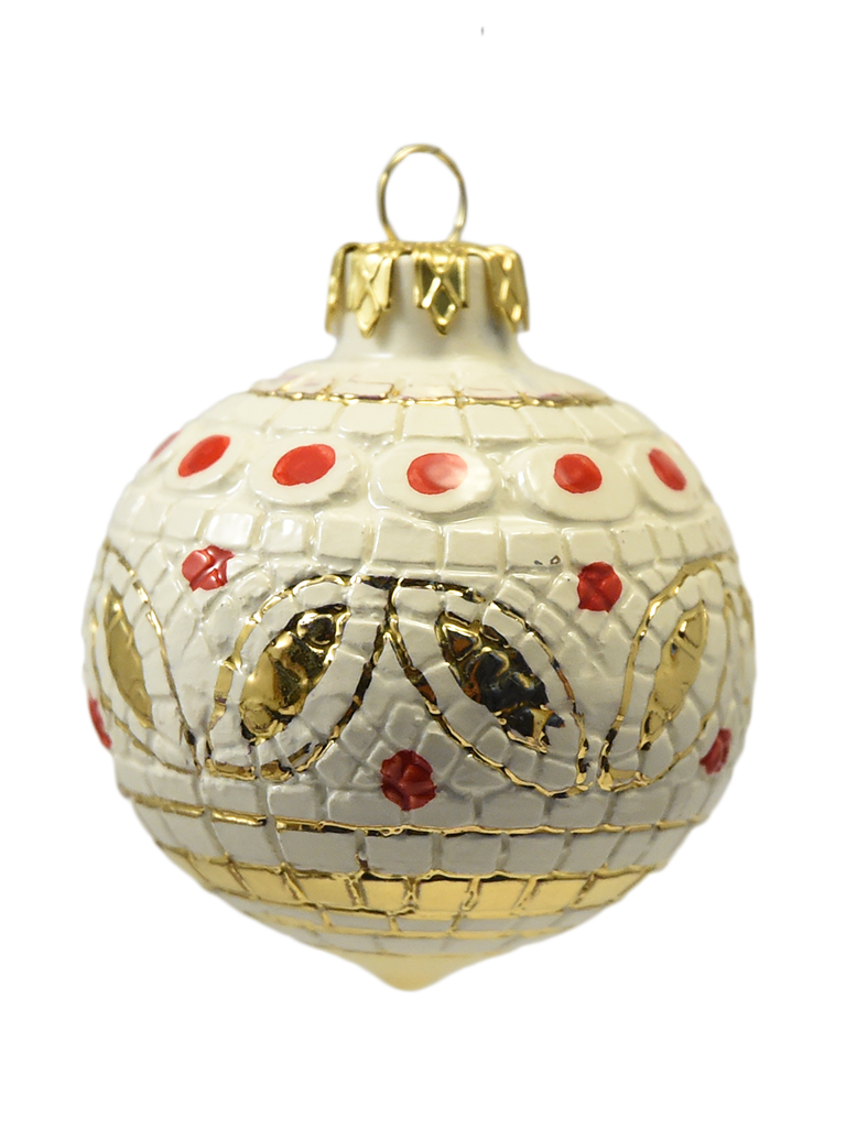 White Small Christmas Porcelain Ball in Real Ceramics from Deruta - 60 mm