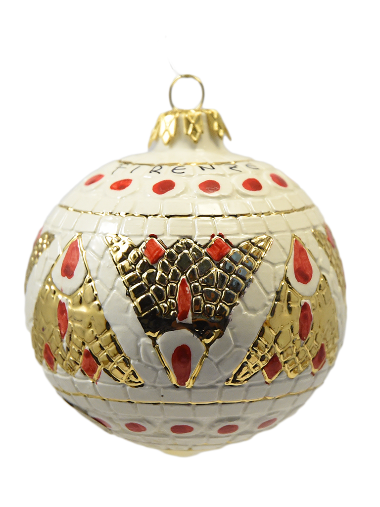 White Big Christmas Porcelain Ball in Real Ceramics from Deruta - 80 mm