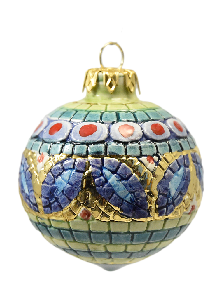 Green Small Christmas Porcelain Ball in Real Ceramics from Deruta - 60 mm