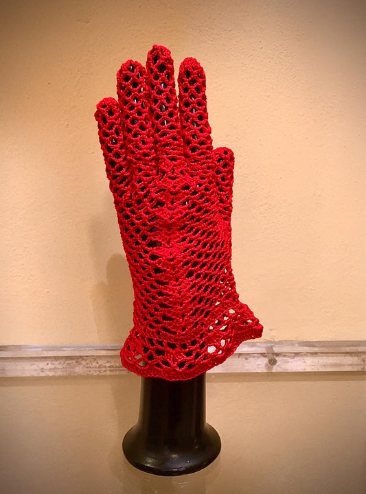 Knitted crochet ladies gloves