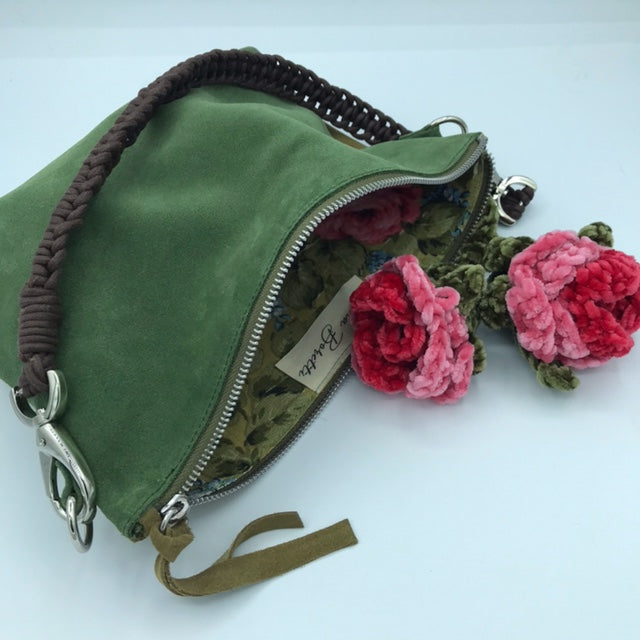 Green shades suede bag