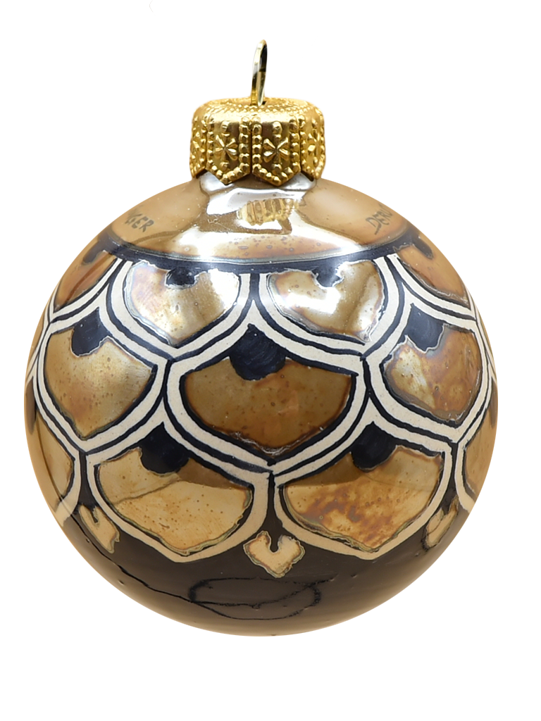 Hand painted Deruta Ceramic Christmas Ball - LUSTRO FEATHER  - 60 mm