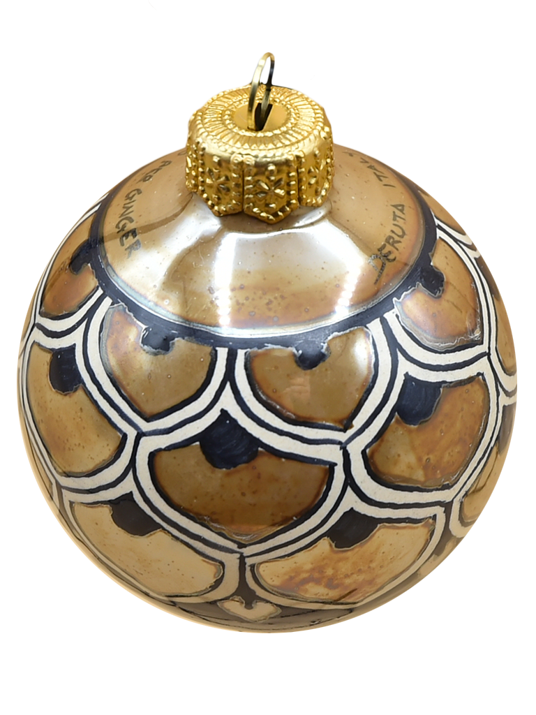 Hand painted Deruta Ceramic Christmas Ball - LUSTRO FEATHER  - 60 mm
