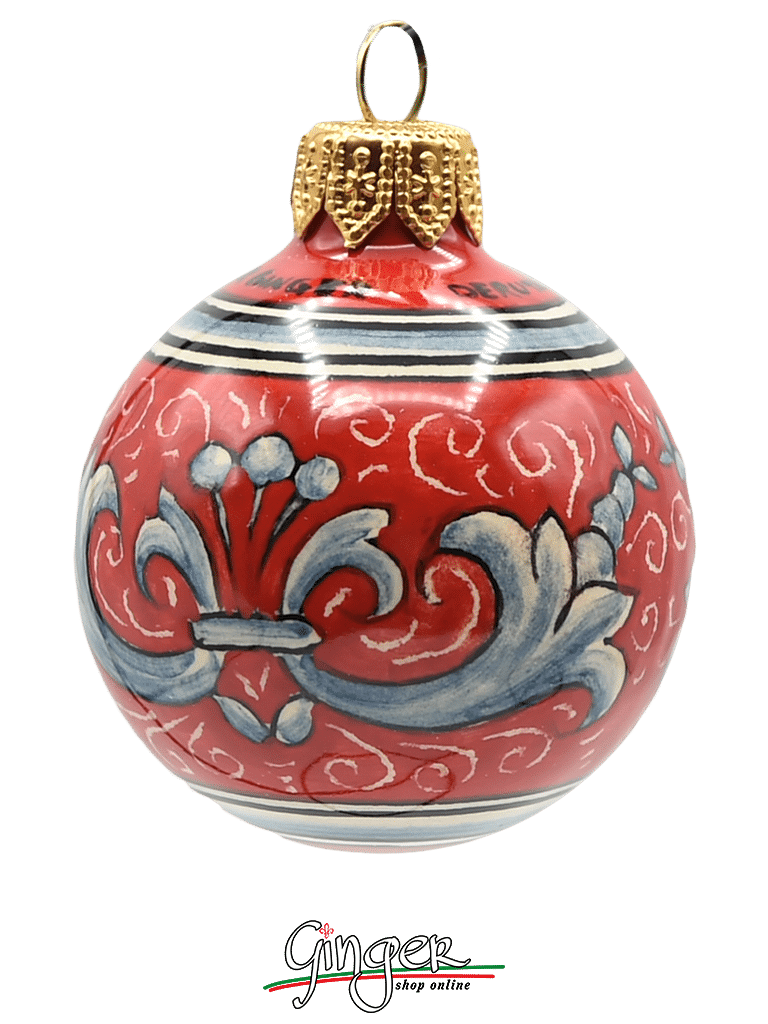 Deruta Ceramic Christmas Ball - RICCO RED - 40 mm