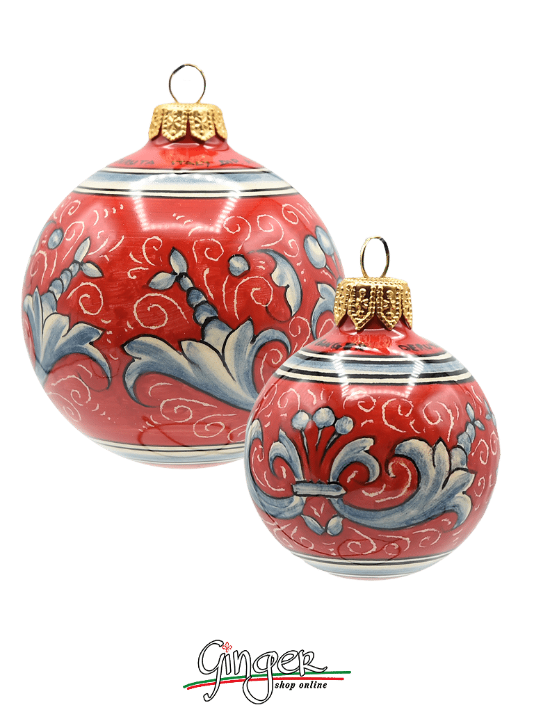 Deruta Ceramic Christmas Ball - RICCO RED - 40 mm